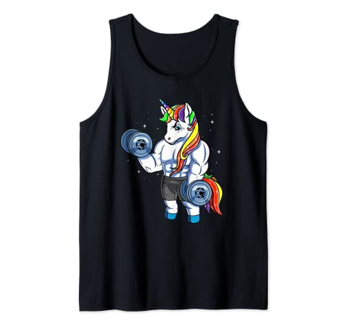 Camiseta de levantamiento de pesas con unicornio arcoíris para mujer Camiseta sin Mangas