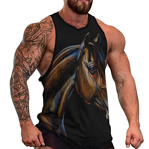 Camiseta sin mangas con diseño de caballo árabe para hombre, camiseta sin mangas, chaleco muscular, entrenamiento, yoga, talla 4XL