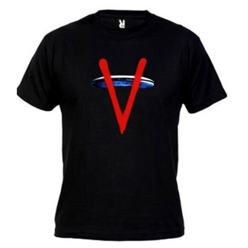 Camiseta V de los visitantes Nave Espacial (Personalizada) (Talla: Talla M Unisex Ancho/Largo [53cm/72cm] Aprox)