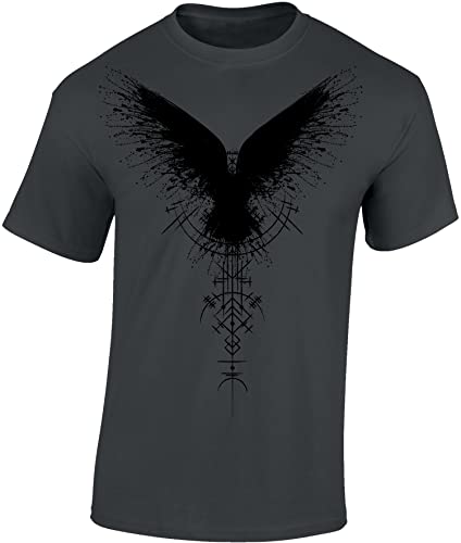 Camiseta vikinga para hombre: cuervo/cuervo - Camiseta vikinga Regalos para hombres - Ropa vikinga, Cuervo de sombra, L
