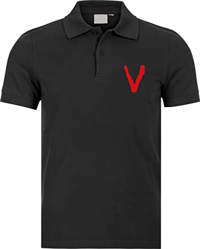 Camisetas EGB Polo Serie V ochenteras 80´s Retro Series Net Tallas Especiales (XXL, Negro)