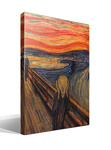 Canvas lienzo bastidor El Grito de Munch versión 3 de Edvard Munch - 45cm x 55cm - Imagen alta resolución - Impresión sobre Lienzo de Algodón 100% - Bastidor de madera 3x3cm - Fabricado en España