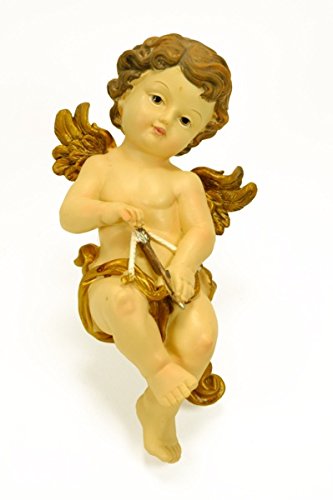 CAPRILO Figura Decorativa Religiosa de Resina Ángel Cupido de Pared Adornos y Esculturas. Decoración Hogar. Regalos Originales. 12 x 7 x 25 cm. IB