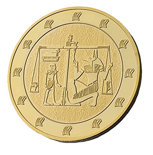 cARTEm Moneda de Colección Egipcia - Bañada en Oro de 24 Kilates - Conmemorativa de la Civilización Egipcia - Imagen del Ojo de Ra y el Juicio de Osiris - Incluye Caja