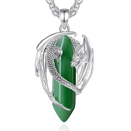 CELESTIA Medieval Collar Dragon Mujer Hombre Colgante Piedras Semipreciosas Cristales Curativos Piedras Preciosas Joyería Aventurina Verde Joyas Regalo para Parejas