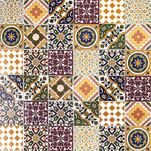 Cerames Azulejos de Cerámica Marroquí Maraj - Azulejos de mosaico Marroquí para baño, cocina, sala de estar, ducha, debajo de las escaleras | Azulejos marroquíes en estilo oriental 10x10 cm