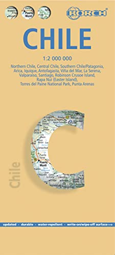 Chile. Map 1:2 000 000: Maps: Chile sur Patagonia 1:2 000 000, Parque Nacional Torres del Paine 1:240 000, Isla Robinson Crusoe 1:200 000, Rapa Nui ... 1:16 000, La Serena 1:13 000, Viñ (Borch Map)