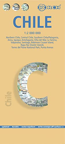 Chile. Map 1:2 000 000: Maps: Chile sur Patagonia 1:2 000 000, Parque Nacional Torres del Paine 1:240 000, Isla Robinson Crusoe 1:200 000, Rapa Nui ... 1:16 000, La Serena 1:13 000, Viñ (Borch Map)