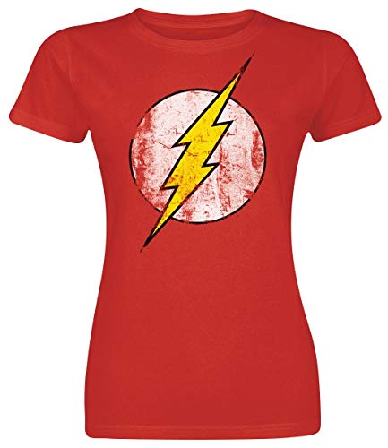 CID The Flash-Logo Camiseta, Rosso, L para Mujer