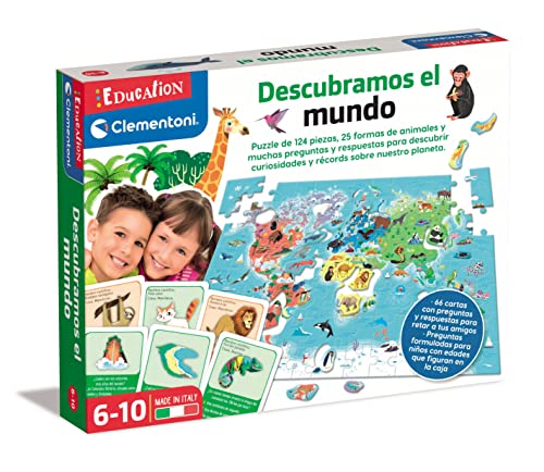 Clementoni- descubramos El Mundo, Juego Educativo Geografía y Mapas, Juguete Educativo en Español a Partir de 6 años (55446)