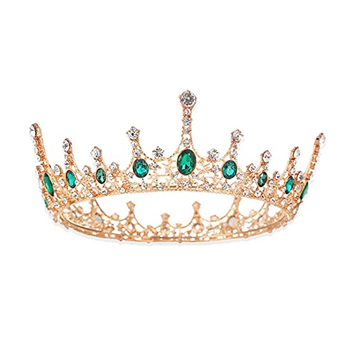 Corona Diamantes Imitación Verde, Diadema Boda de Corona, Tiara de Novia de Corona, Corona de Tiara para Mujer, Utilizada en Concursos de Belleza, Bodas, Fiestas, Tocados de Novia