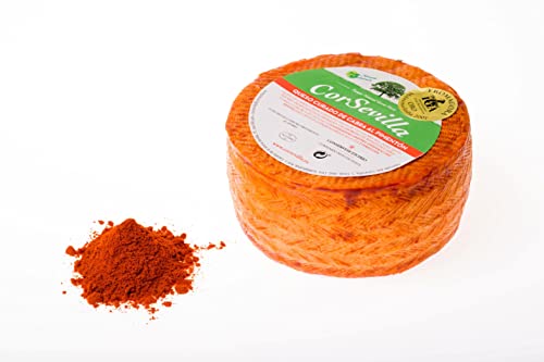 Corsevilla - Queso Curado Cabra - Pimenton - Artesano Tradicional Suave - Perfecto para Maridar con - Vino Tinto - Frutos Secos - Picos - Pan - (700 gramos aprox.)