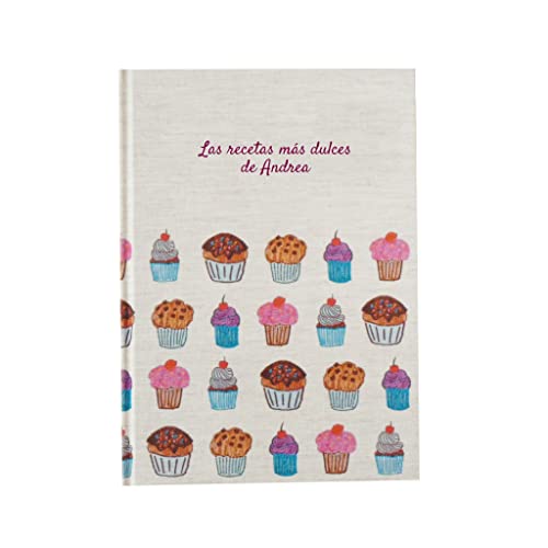 Cuaderno de recetas personalizado con tu nombre o frase 15x21 | Libro de cocina para escribir 190 recetas | Recetario tapa dura A5 Repostería