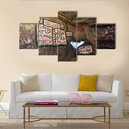 Cuadro En Lienzo Pinturas Rupestres 200 X 100 Cm / 79 X 40 Pulgadas Impresión De 5 Piezas Material Tejido No Tejido Impresión Artística Imagen Gráfica Decoracion De Pared Arte Para Sala De Estar Dorm