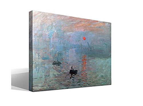 Cuadro wallart Sol Naciente - Oscar-Claude Monet - Ancho: 95cm - Alto: 70cm - Impresión sobre Lienzo de Algodón - Bastidor de madera 3x3cm - reproducción digital de obras de arte