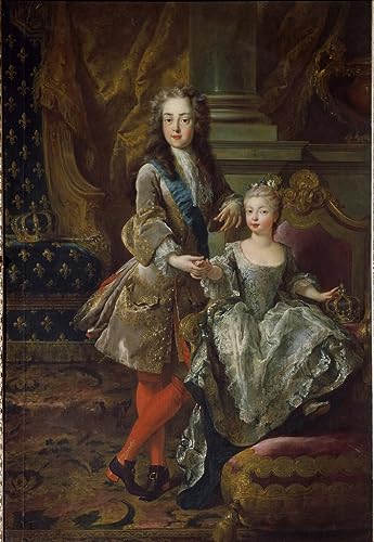 Cuadros Modernos Impresión de Carteles Famoso Retrato del rey Luis XV y su prometida María Ana de España Hija de Jean François De Troy para decoración de paredes 60x90cm