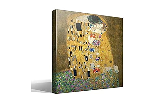 cuadrosfamosos.es - Cuadro wallart - El Beso de Gustav Klimt - Impresión sobre Lienzo de Algodón 100% - Bastidor de Madera 3x3cm - Ancho: 70cm - Alto: 95cm