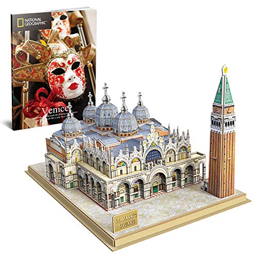 CubicFun National Geographic Puzzle 3D Plaza de San Marcos, Italia Venecia Arquitectura Kit Modelo de Construcción con Folleto de Fotografía para Adultos y Niños, 107 Piezas