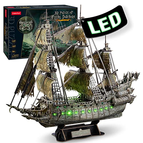 CubicFun Puzzle 3D LED Holandés Errante Maquetas Barco Pirata Maquetas para Construir Regalos Originales para Adultos Niños 14+, 360 Piezas