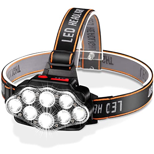 DAWINSIE Linterna Frontal LED Recargable, Alta Potencia, Cabeza con 4 Modos, Alcance de 500M, con Impermeable IPX20 para Casco, Pesca, Bicicleta, Camping y Caza