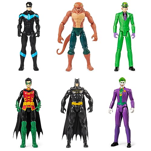 dc comics - Juego de 6 Figuras de acción de Batman de 30 cm, Incluyendo Batman Robin Nightwing The Joker The Riddler y Copperhead