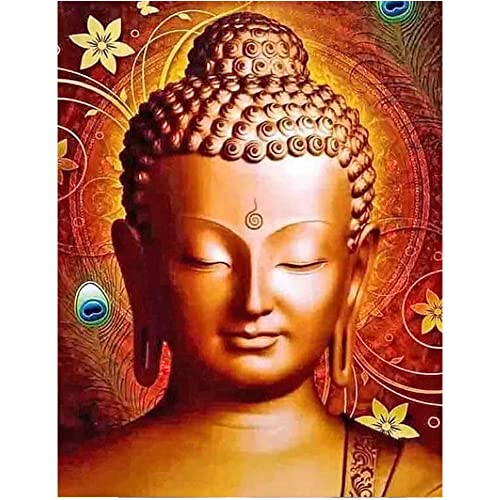 DCIDBEI (40x50) Bordado Diamante Buda Marron de Ojos Cerrados Kit Completo, 5D DIY Diamond Painting Redondo Religión y Espiritualidad Zen Decoración Dormitorio Oficina, Ocio Creativo Adulto Kit