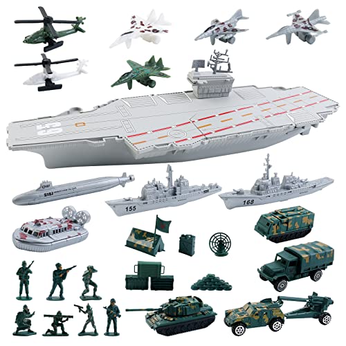 deAO Maqueta Portaaviones, Portaaviones de Combate Buque de Batalla Militar Portaaviones de Juguete con helicóptero Juguete de Aprendizaje Juego Regalo para niños y niñas