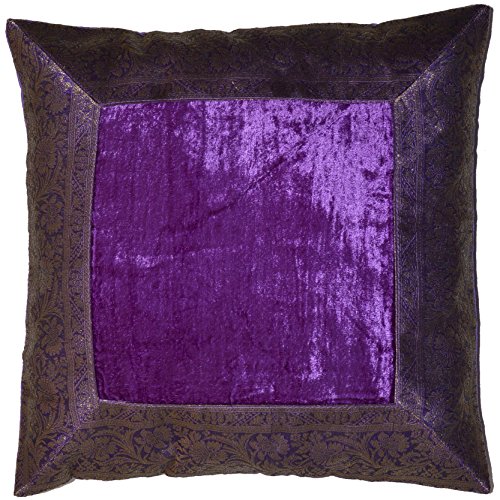 Deko-Kissenbezüge Funda de cojín de terciopelo brocado asiático, indio, oriental, funda de cojín, morado, 40 x 40 cm