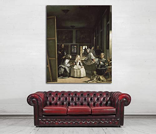 Desconocido Cuadro Lienzo Las Meninas - Familia de Felipe IV - Diego Velazquez 1656 – Varias Medidas - Lienzo de Tela Bastidor de Madera de 3 cm - Impresion Alta resolucion (43, 50)