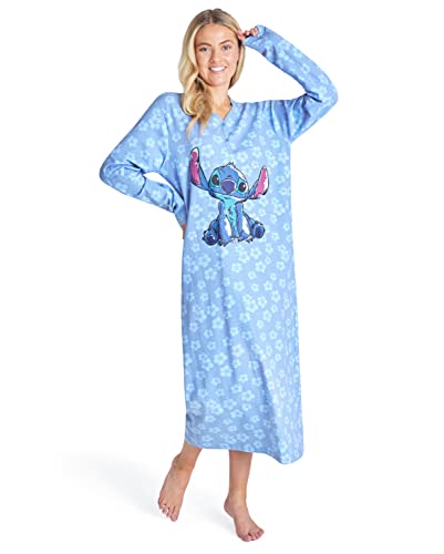 Disney Camisón Mujer Dormir Stitch Mickey Minnie (Azul Stitch, L)