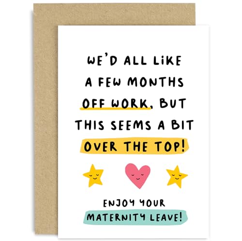 Divertida tarjeta de maternidad para mamá – 'Few Months Off Work' divertida tarjeta de embarazo para colegas, compañeros de trabajo, mejor amiga – Tarjeta de nuevos padres | Interior en blanco