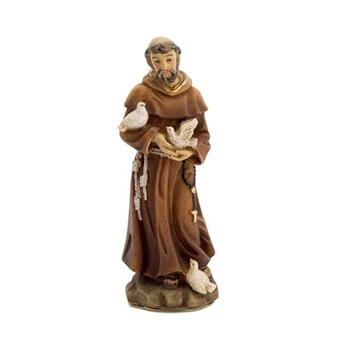 DRW Figura San Francisco de Asis Resina Pintada a Mano 8 cm