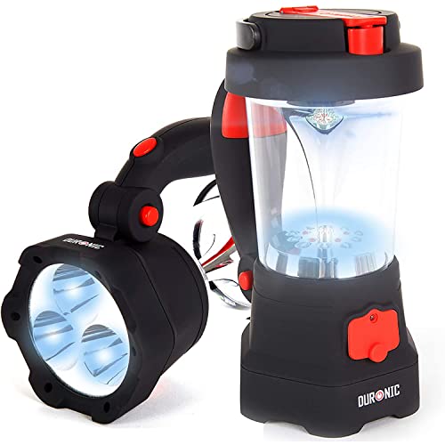 Duronic Hurricane Farol de Camping Eléctrico Linterna LED Recargable por Manivela y USB | 3 Funciones en 1 | Hasta 5 horas de iluminación | Señal de Emergencia Roja Intermitente hasta 30 horas