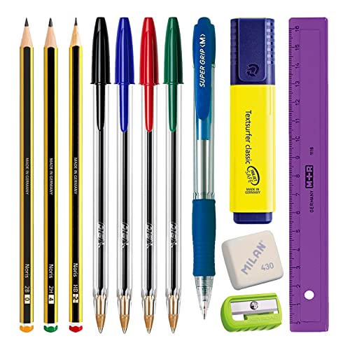 EcoPack - Pack Ahorro Básico de Material Escolar de Primeras Marcas para tu Estuche (ECO12)