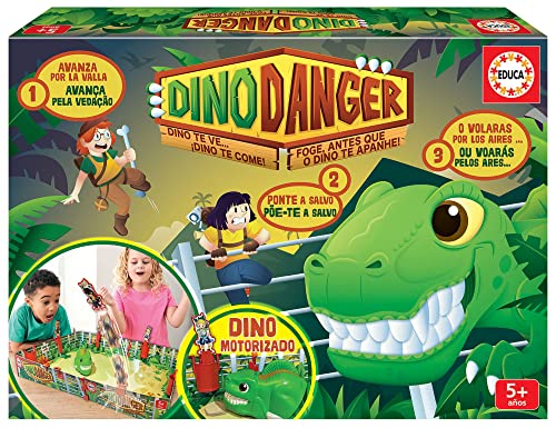 Educa - Divertido y emocionante Juego de Mesa Infantil | Dino Danger. Juego de Tablero. Escapa del Dinosaurio y Evita Que te Coma (19450)