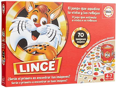 Educa - Lince 70 Imágenes, El Juego de Mesa Que agudiza la Vista y los Reflejos Mientras te diviertes con la Familia y Amigos, Pronto te convertirás en un Lince (17472)