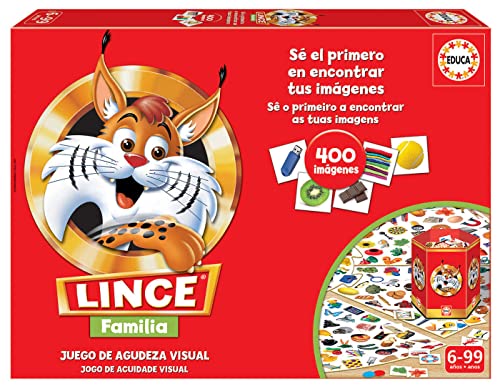 Educa - Lince edición 400 Imágenes | El Juego de Mesa para Agudizar Vista, Memoria y Reflejos Mientras te Diviertes con la Familia y Amigos | Juegos de Mesa +6 años (19207)