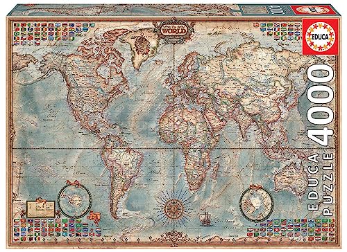 Educa - Puzzle de 4000 Piezas para Adultos | El Mundo, Mapa Político. Incluye Servicio de Pieza perdida. A Partir de 14 años (14827)