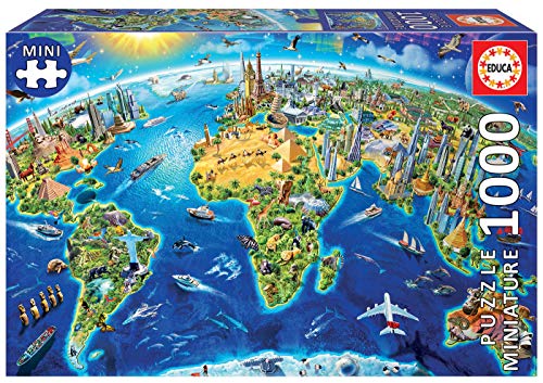 Educa - Símbolos Mundo, Puzzle de 1000 Piezas Miniature, Medidas: 46 x 30 cm, Incluye Pegamento Fix Puzzle para colgarlo una Vez finalizado, a Partir de 14 años (19036)