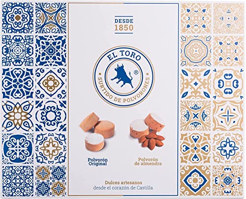 El Toro - Surtido de Polvorones el Toro Almendra y Original - estuche 500 gramos - Valladolid (Tordesillas) - elaborados con almendras y harina- dulces Navidad - receta tradicional