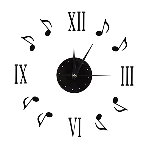 EMUKOEP Reloj de Música Reloj Temático Musical Nota Musical Reloj de Pared con Placa de Esfera y Números Romanos para la Decoración del Hogar