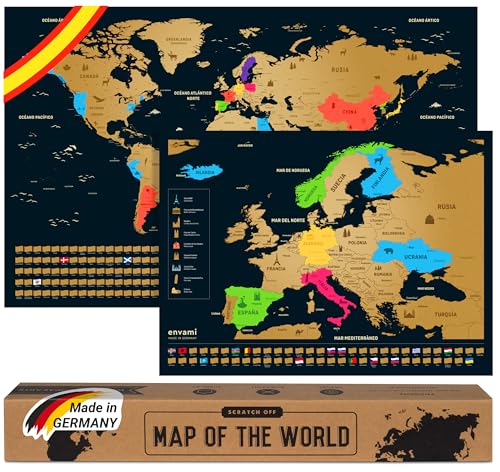 Póster del Mapa Mundi de Rascar + REGALADO: Un Mapa Rascable de España y  Portugal, Diseñando Mapas para 50 años