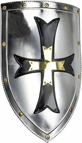 Escudo de acero de cruzado medieval, armadura de calibre 18, escudo de hierro de acero vikingo templario, escudo de acero medieval, escudo de acero de calibre 18, escudo de hierro de acero vikingo