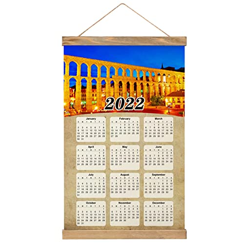 España Acueducto de Segovia Imprimir Póster Calendario de Pared 2022 12 Meses Pintura decorativa Cuadros Colgantes Lienzo Madera 20.4 "x 13.1" GL-Spain-5435