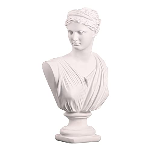 Estatua de Busto de Diosa de la sabiduría de 12 Pulgadas,Estatua de Yeso,réplica de Escultura de decoración del hogar,Manualidades de Resina,decoración Moderna del hogar y colección(Blanco)