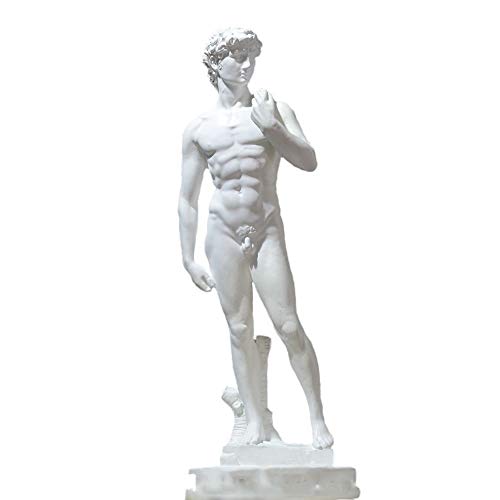 Estatua de David La Figura de David de Miguel Ángel Escultura Resina Escultura de Héroe Clásico para Decoración del Hogar Bosquejo Adornos,Blanco,8x8x24cm(3x3x9inch)