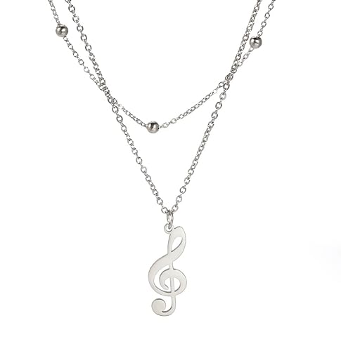 EUEAVAN Nota Musical Colgante Collar Banda Sonora Acero Inoxidable Músico musical Amantes Mujeres Novia Hija Joyas Regalo (C)