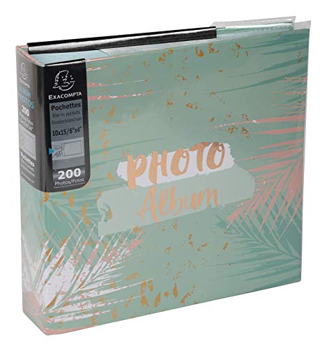 Exacompta - 62222E - Álbum de Fotos de Bolsillo Pastel Tropic - 200 Fotos 10 x 15 cm - 100 Páginas - Formato 22,5 x 32,5 cm - Álbumes Impresos con Marcado Rosa en la Portada