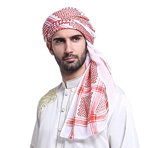 FakeFace Hijab - Pañuelo para la cabeza para hombre, diseño islámico árabe, musulmán, para verano, turbante rojo Talla única