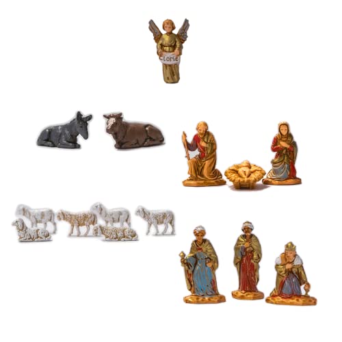 Familia Moranduzzo - 15 piezas - Landi cm 3,5 (1,37 Inch) | Natividad 6 piezas - Tris Reyes Magos - Juego de 6 ovejas surtidas| Figuras para Belén Moranduzzo